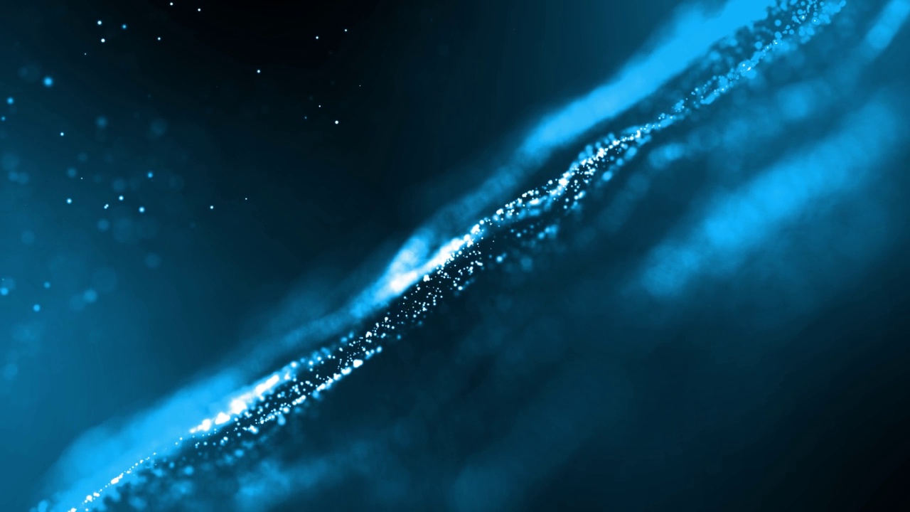 离焦离焦粒子背景(蓝色)与发光惊人的深度-循环股票视频视频素材