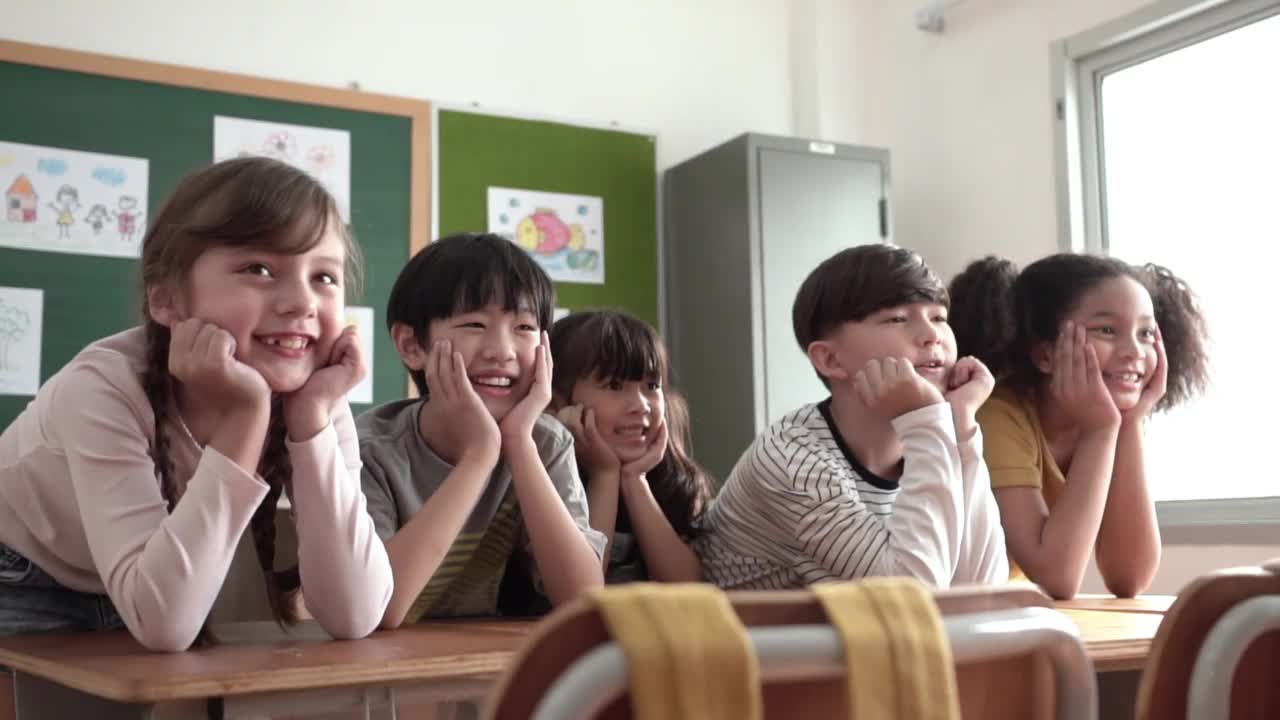 快乐的多民族学校孩子画像视频下载