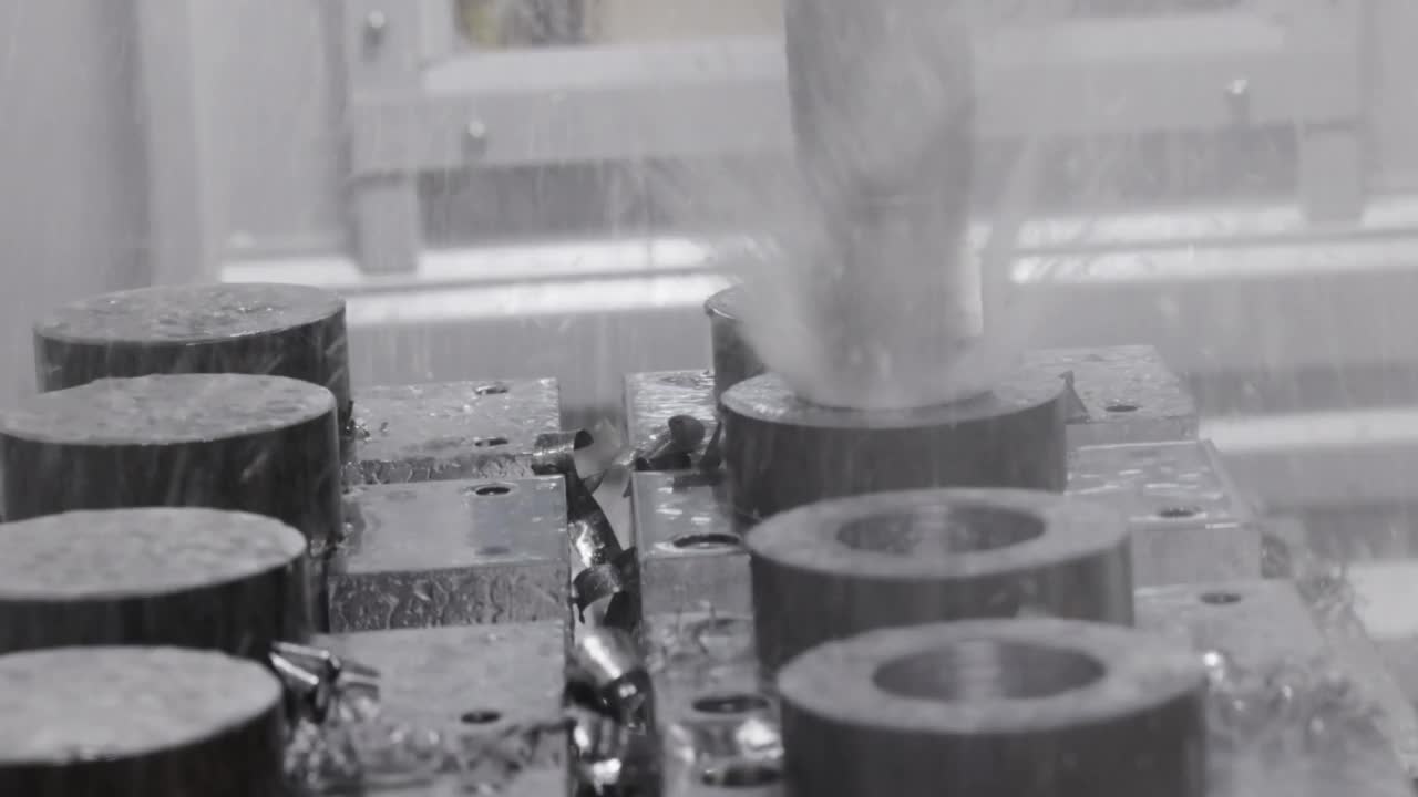 金工数控铣床。切割金属现代加工技术。视频素材
