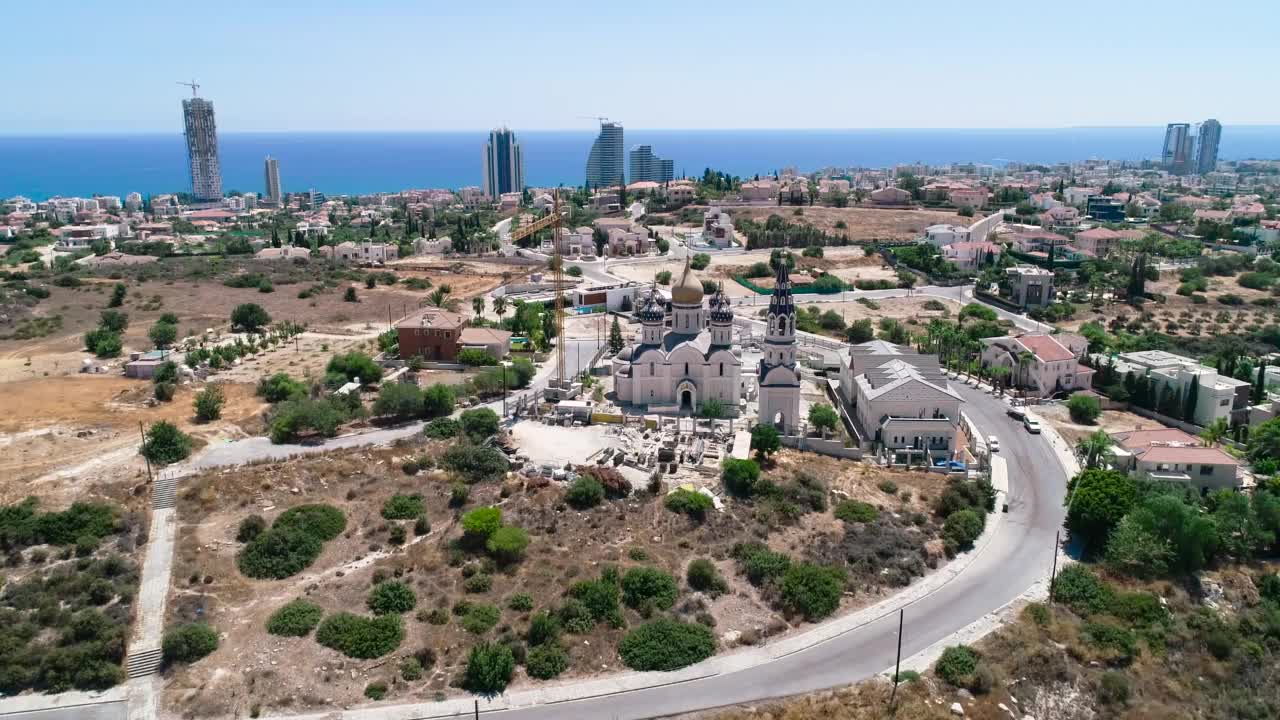 空中俄罗斯教堂，利马索尔，塞浦路斯视频素材