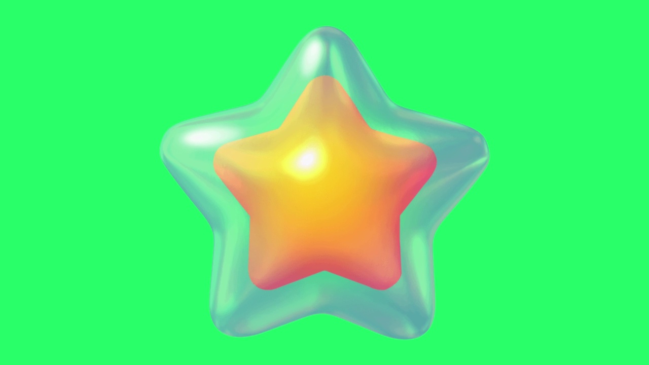 动画黄色星形隔离在绿色背景上。视频下载