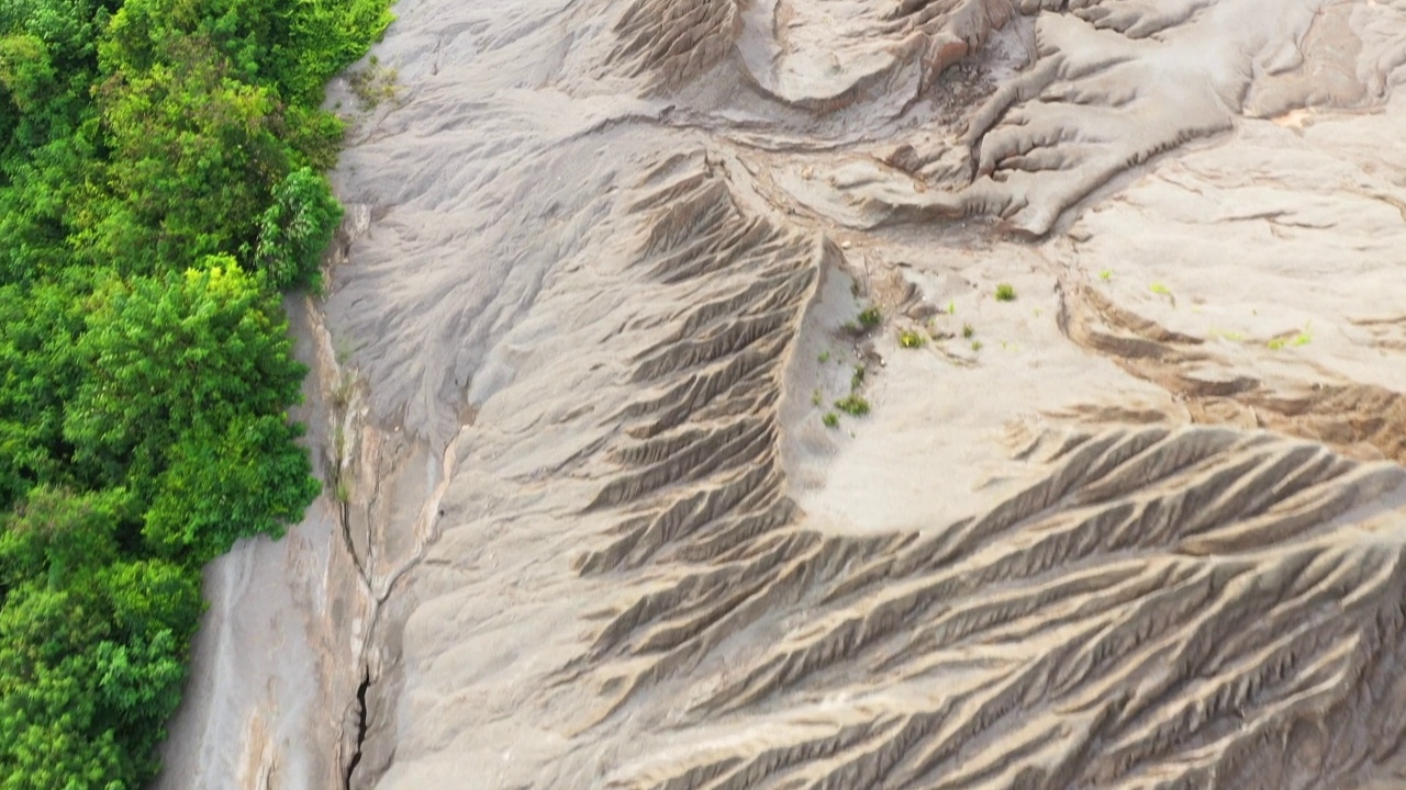 沙岩的纹理和纹路之美，代表风和水吹造成的土壤表面纹路。视频素材