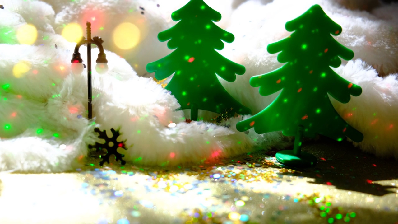 冬季仙女节日背景。圣诞节的气氛。闪烁的灯光。新年快乐视频素材