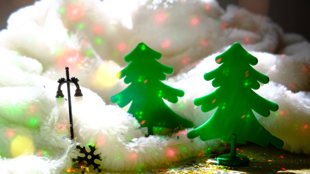 冬季仙女节日背景。圣诞节的气氛。闪烁的灯光。新年快乐视频素材