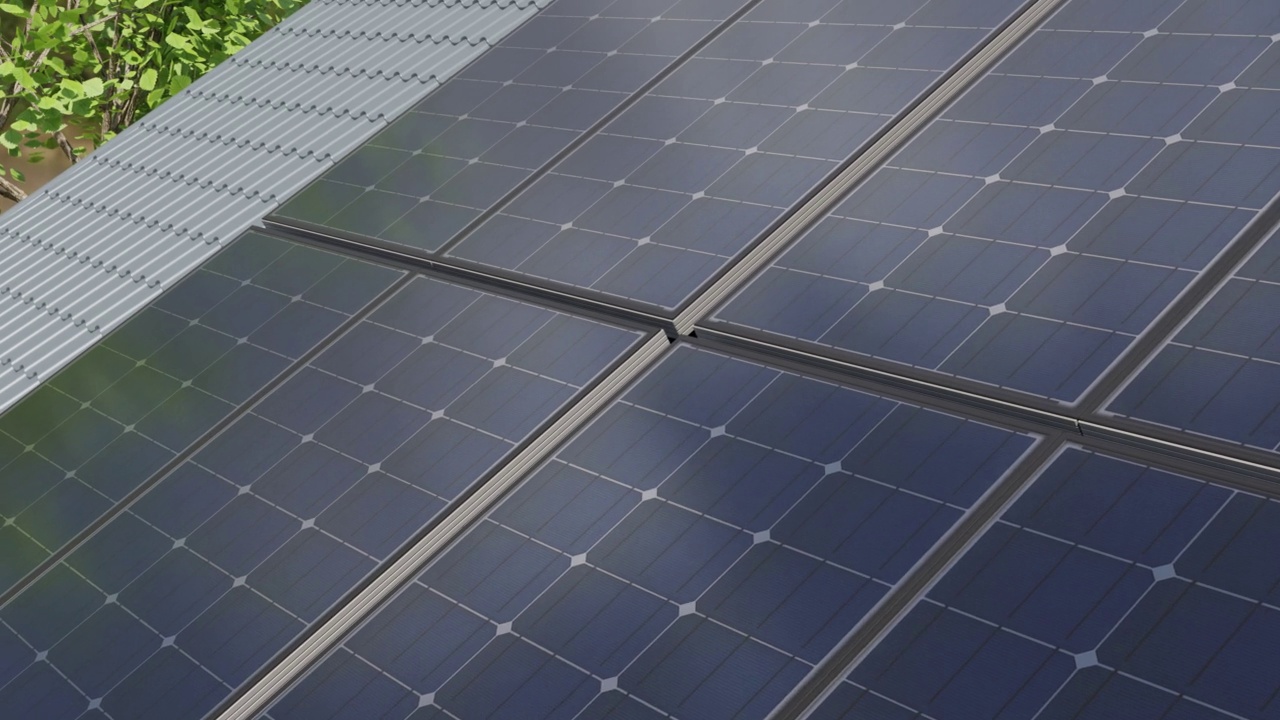 住宅屋顶太阳能板的平移和跟踪视频视频下载