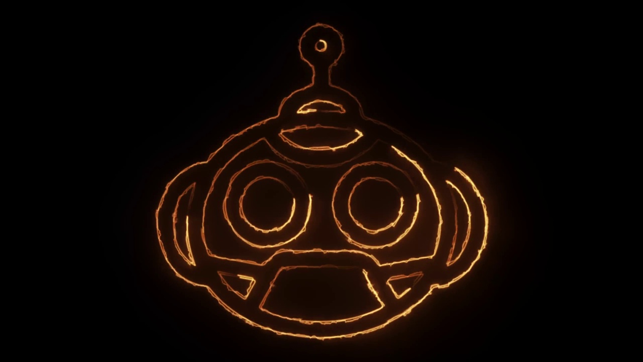 机器人霓虹灯图标在黑色背景。毛圈4 k动画。视频素材