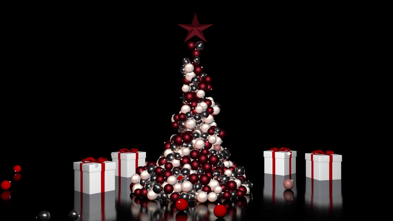 漂亮的动画圣诞树。三维渲染视频下载