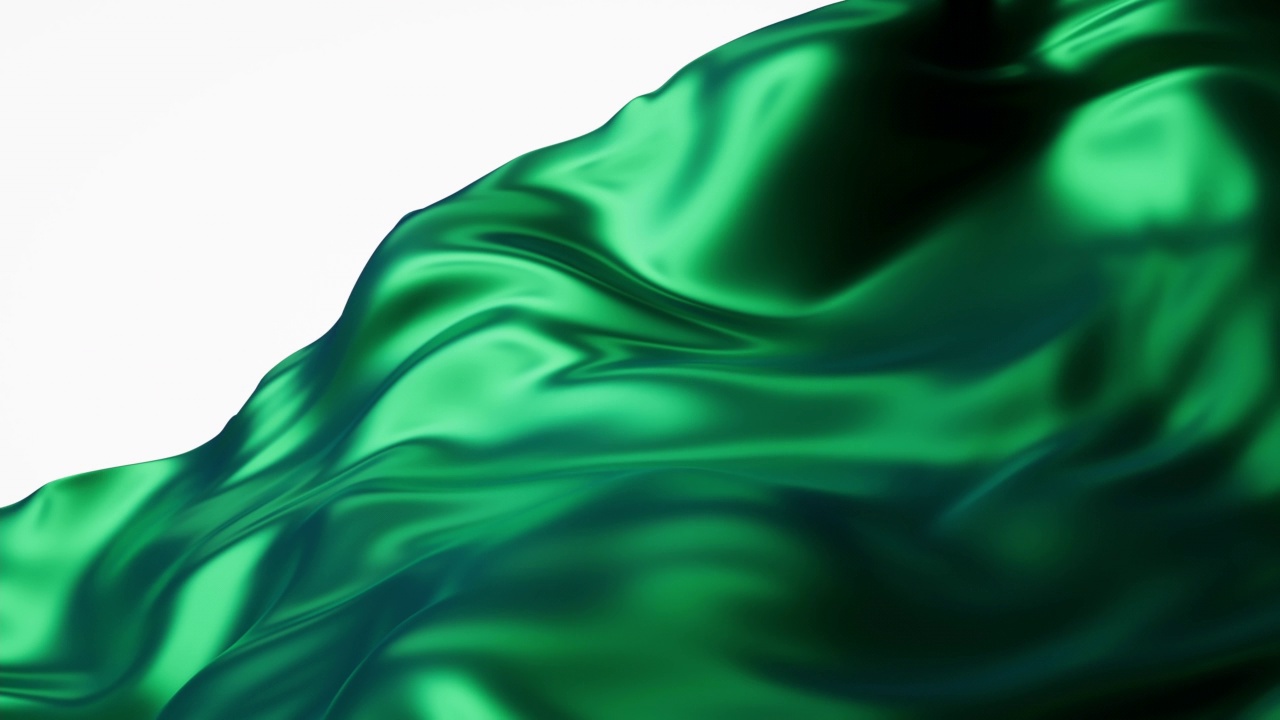 流动的绿色布背景，3d渲染。视频素材