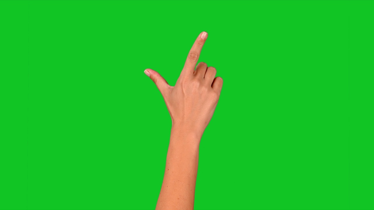 4K女性手触屏手势在绿色屏幕上视频下载