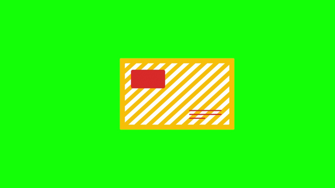 电子邮件图标动画。电子邮件信封循环动画与alpha通道，绿色屏幕。视频素材