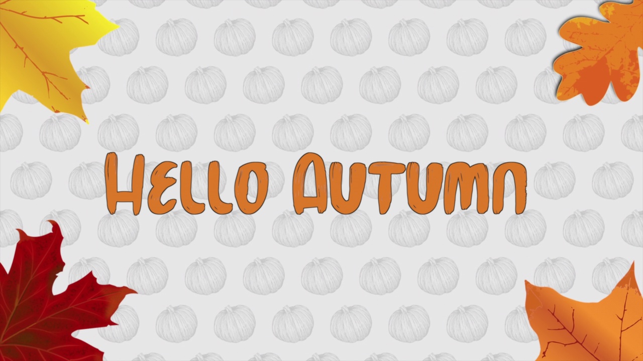 秋天你好，南瓜和秋叶图案视频下载