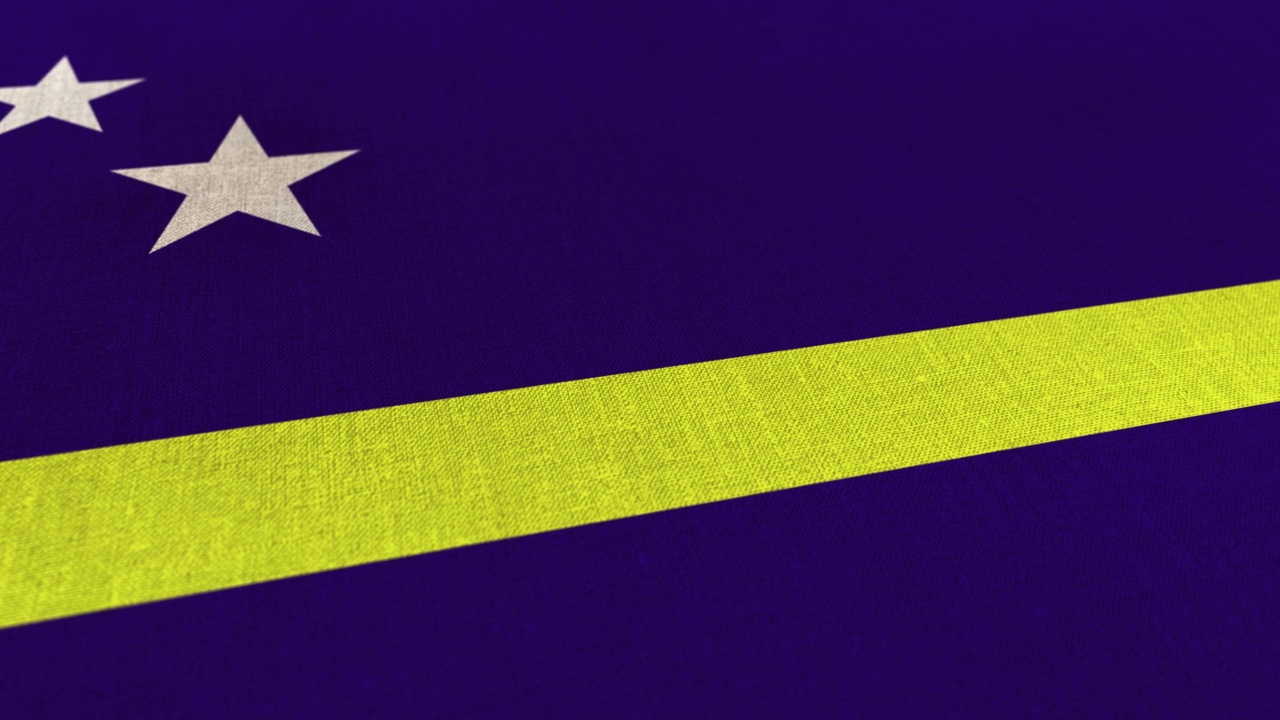 国旗Curaçao动画库存视频- Curaçao国旗纹理3d渲染背景-高度详细的织物图案视频素材