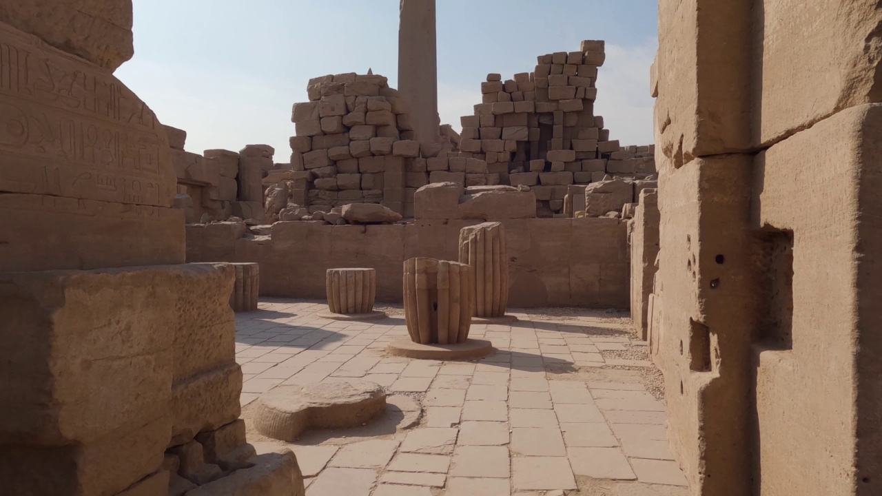 地标卡纳克神庙，卢克索，埃及。基座拍摄视频素材