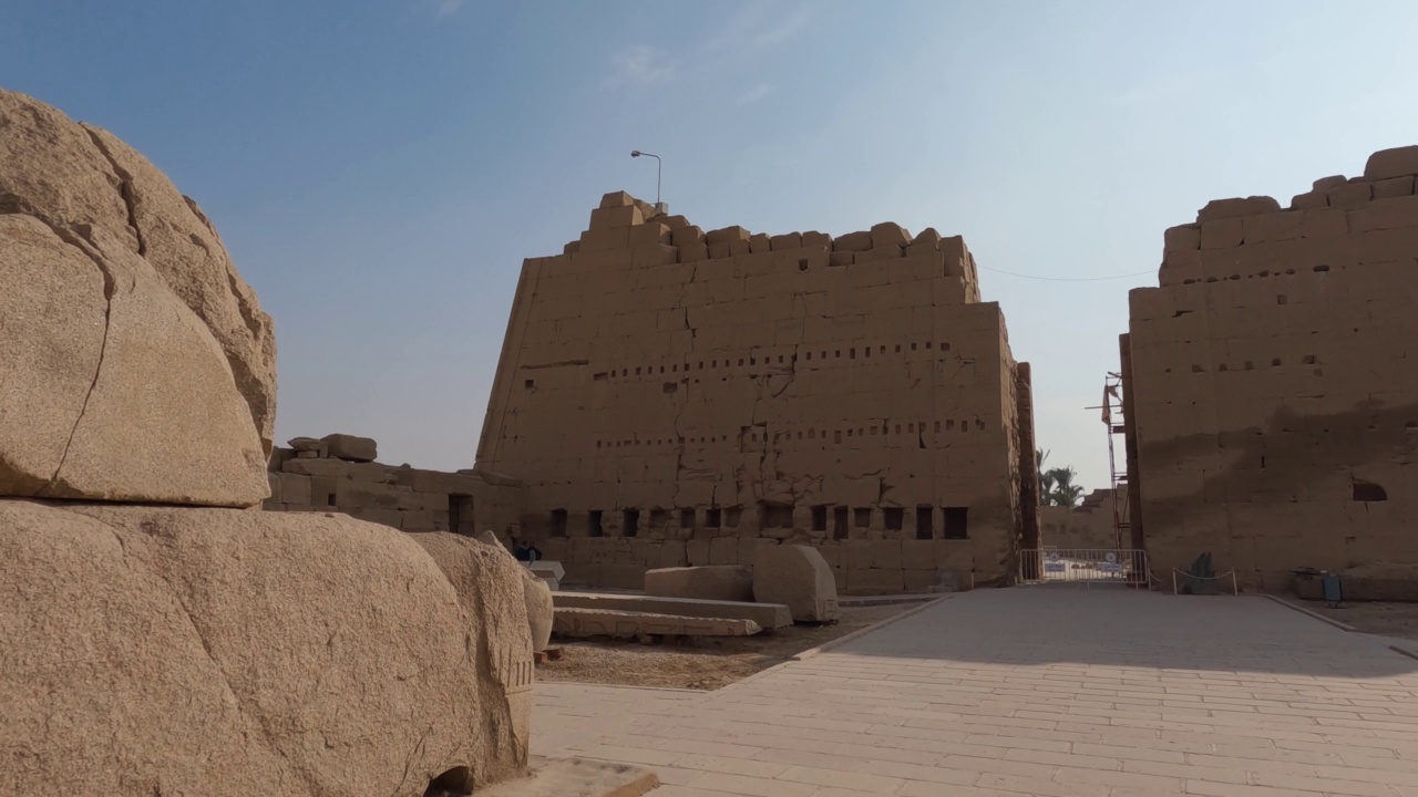 埃及卢克索的卡纳克神庙遗址遗址。视频素材