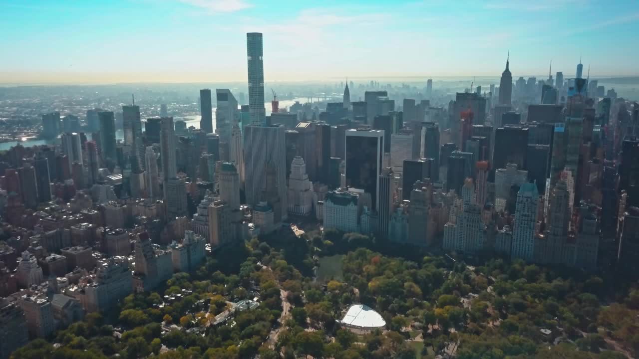 鸟瞰纽约曼哈顿中央公园4K视频下载