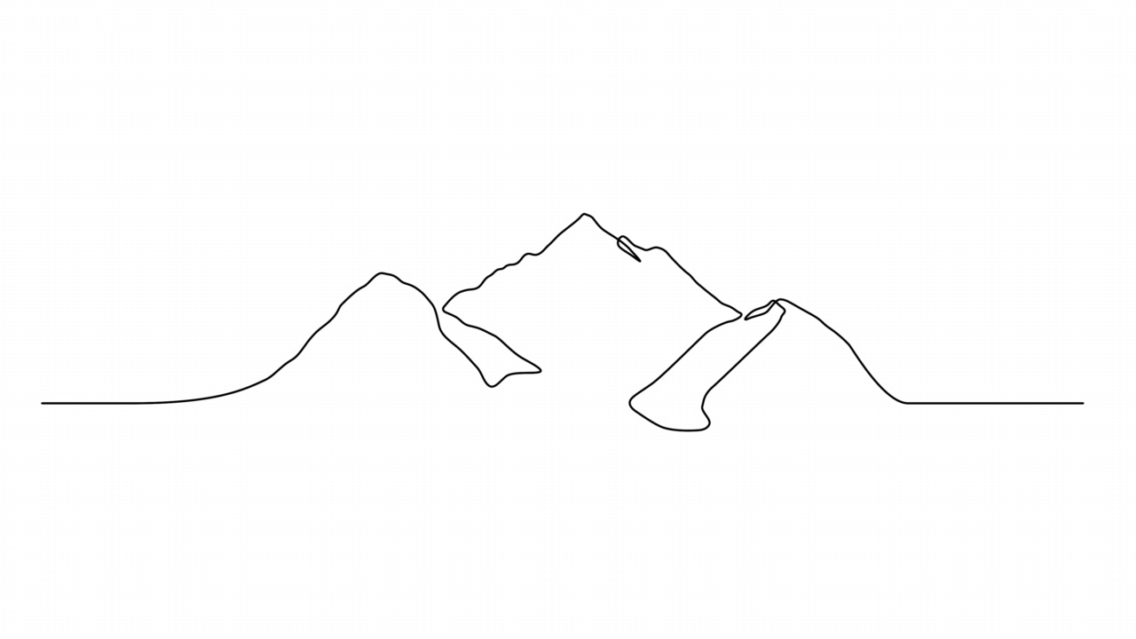 自行绘制山景动画。山脉极简连续的单线画。4 k。视频下载