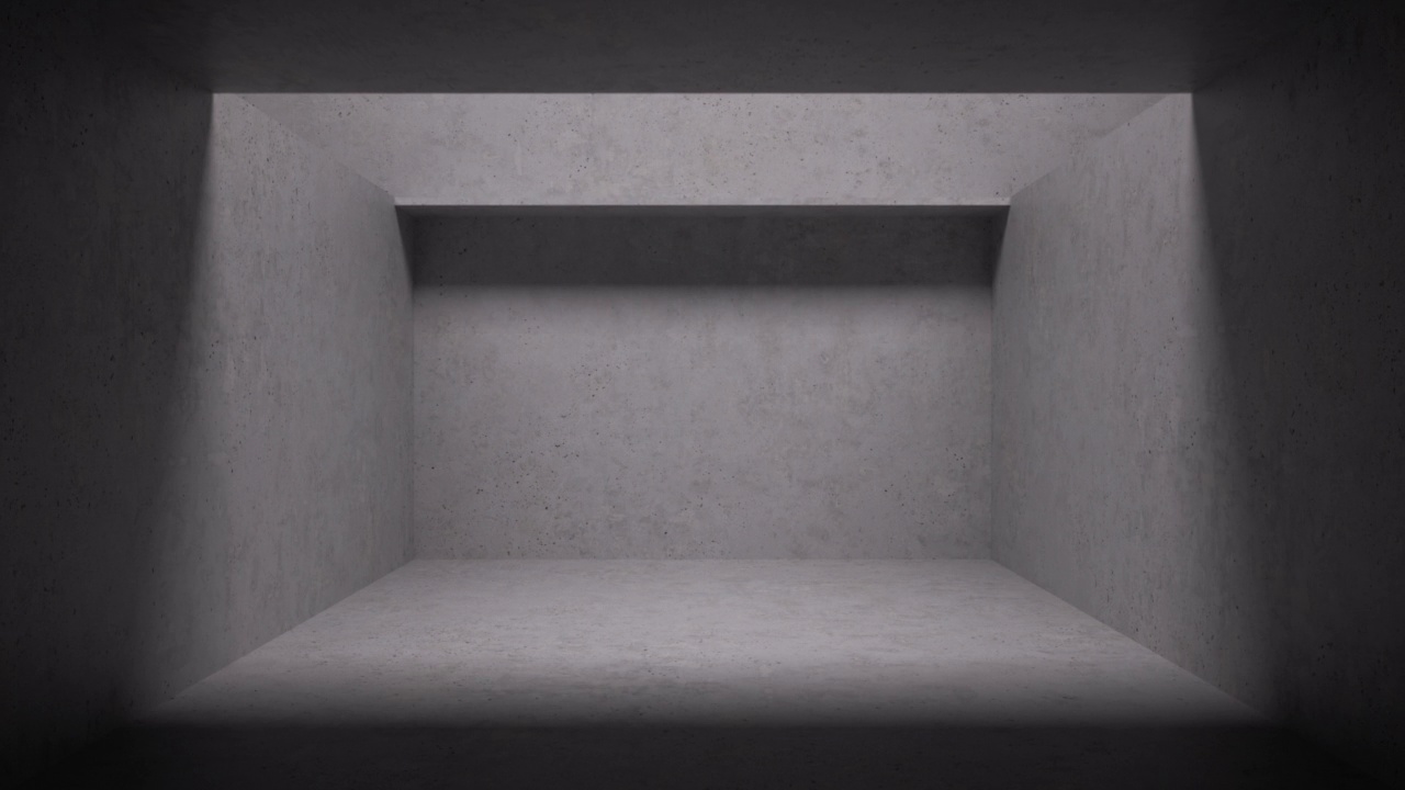 骑车的3 d动画。抽象的背景。光线和阴影在混凝土墙和滑动天花板的空房间中移动视频下载