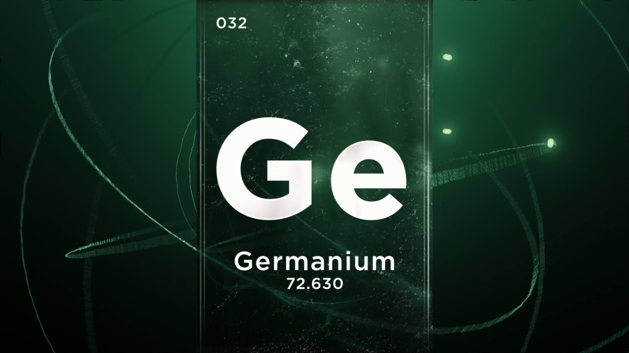 锗(Ge)符号化学元素周期表，三维动画上的原子设计背景视频素材