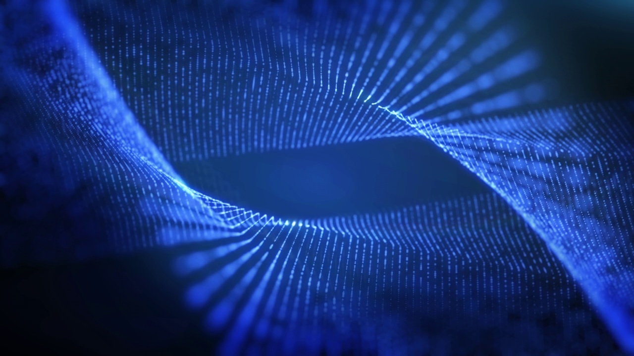 抽象技术未来蓝色动态波数据流动无缝循环4K运动背景。视频素材