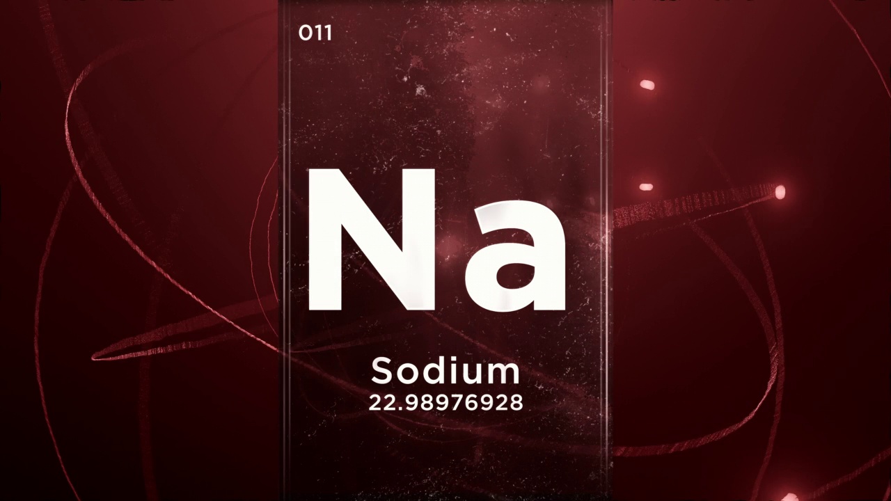 钠(Na)符号化学元素周期表，三维动画上的原子设计背景视频下载