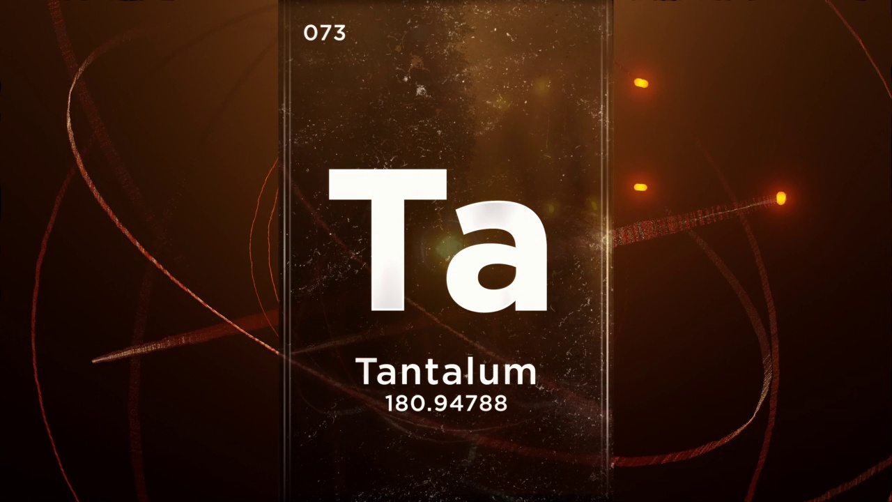 钽(Ta)符号化学元素周期表，三维动画上的原子设计背景视频素材