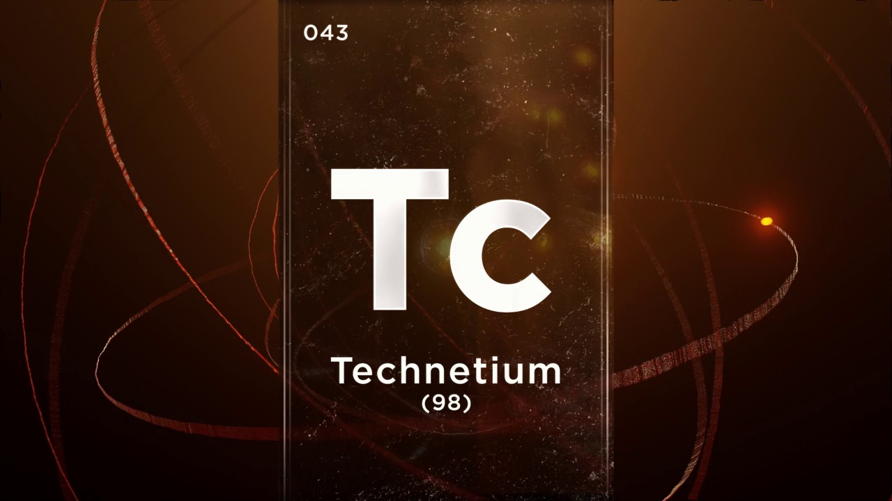 锝(Tc)符号化学元素周期表，三维动画上的原子设计背景视频素材