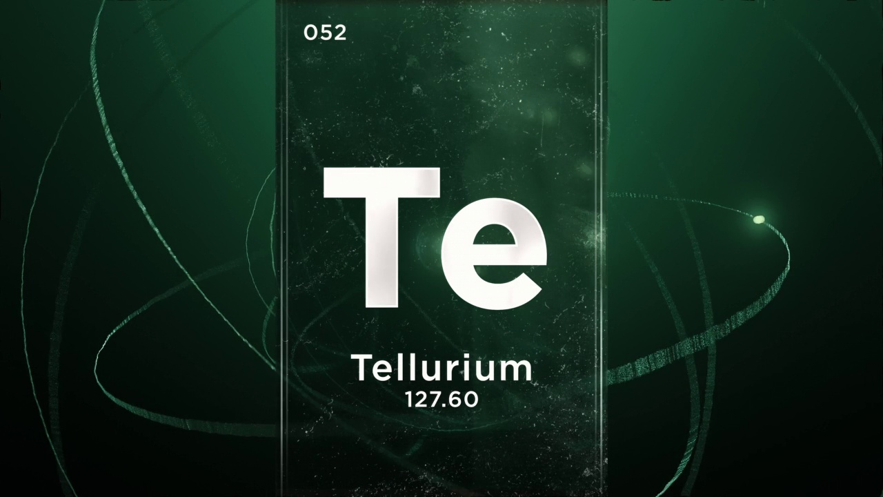 碲(Te)符号化学元素周期表，三维动画上的原子设计背景视频下载