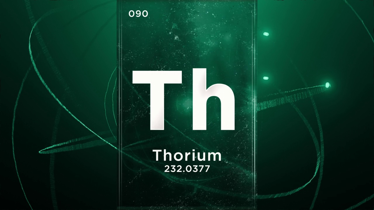 钍(Th)符号化学元素周期表，三维动画上的原子设计背景视频素材