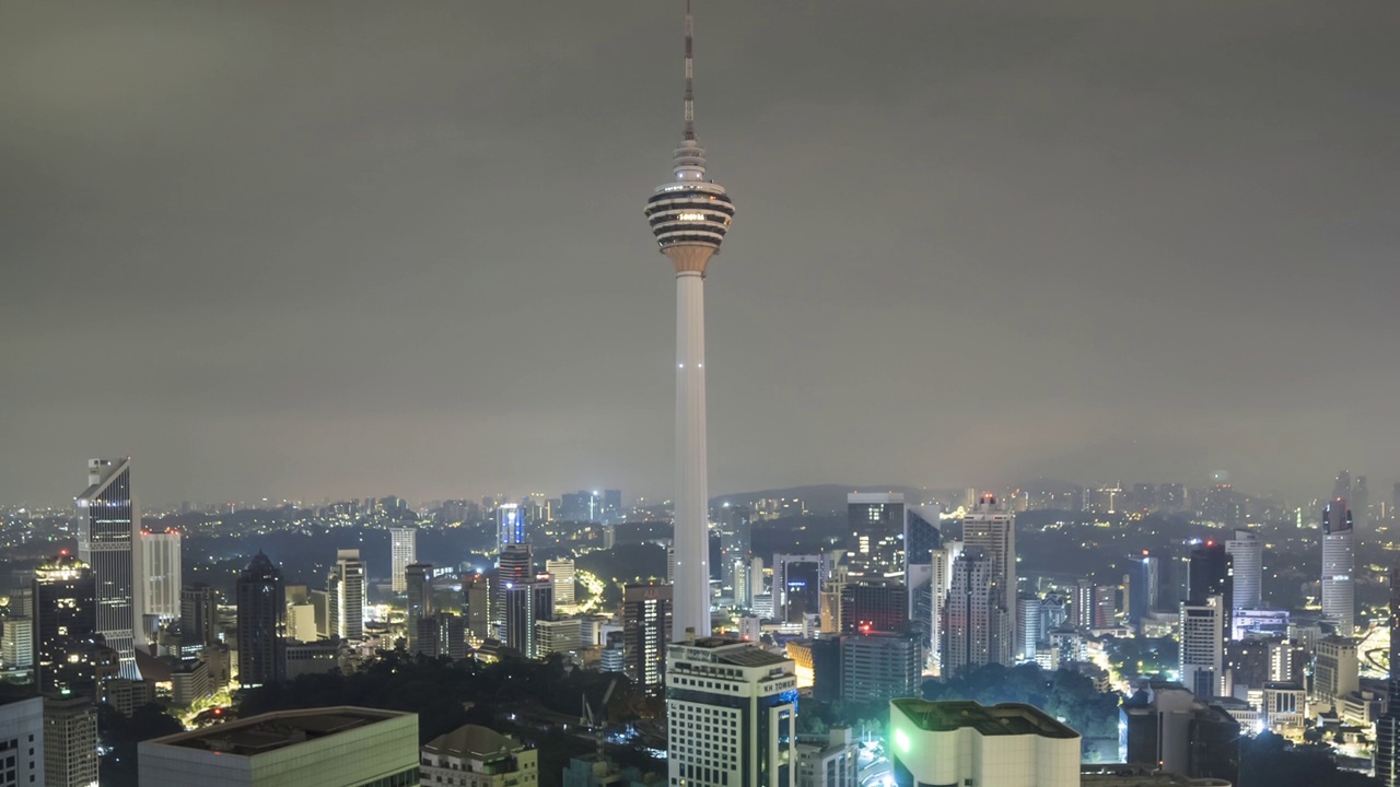 吉隆坡城市天际线夜景的时间流逝。视频下载
