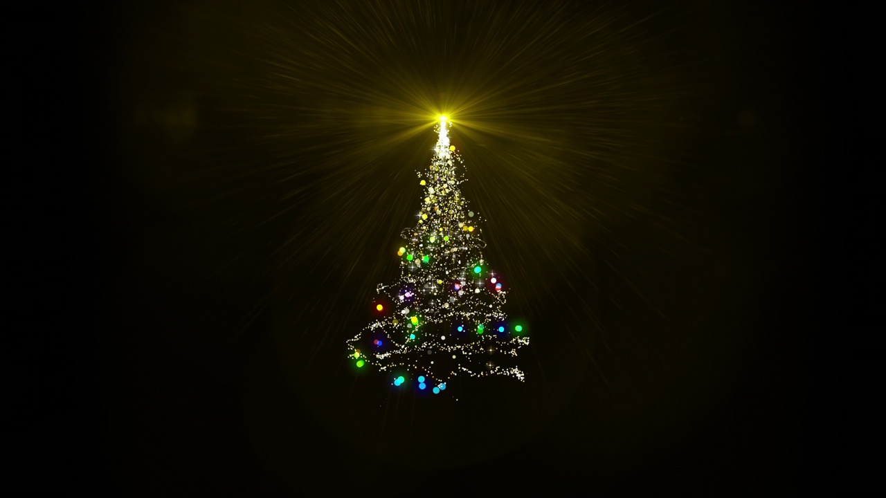 神奇的圣诞树灯与阿尔法和环装饰或覆盖视频下载