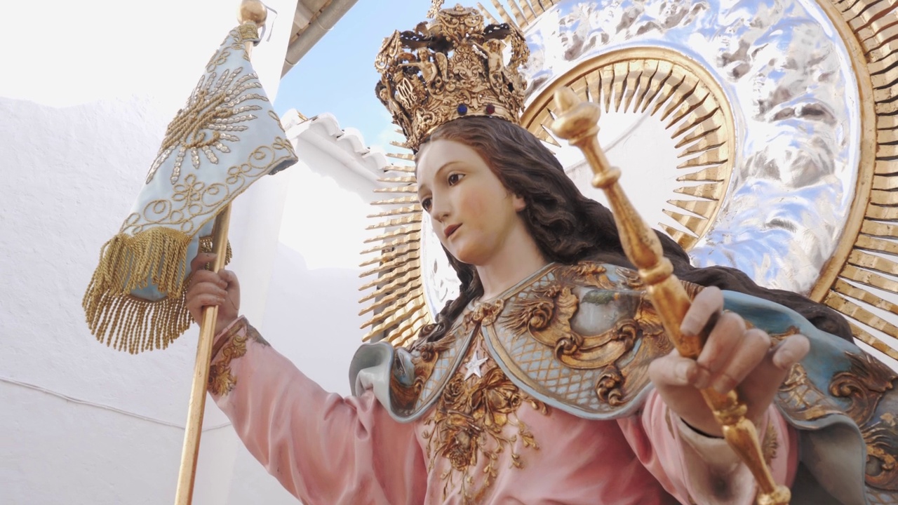 西班牙传统宗教人物特写。视频素材
