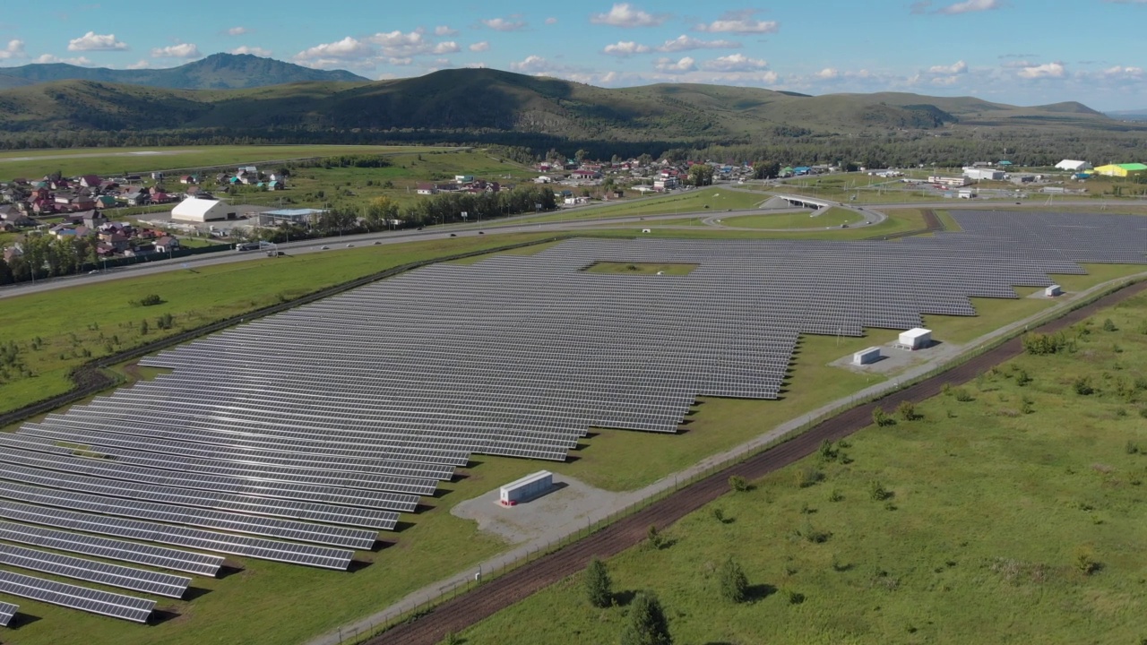 生态太阳能电站鸟瞰图视频下载