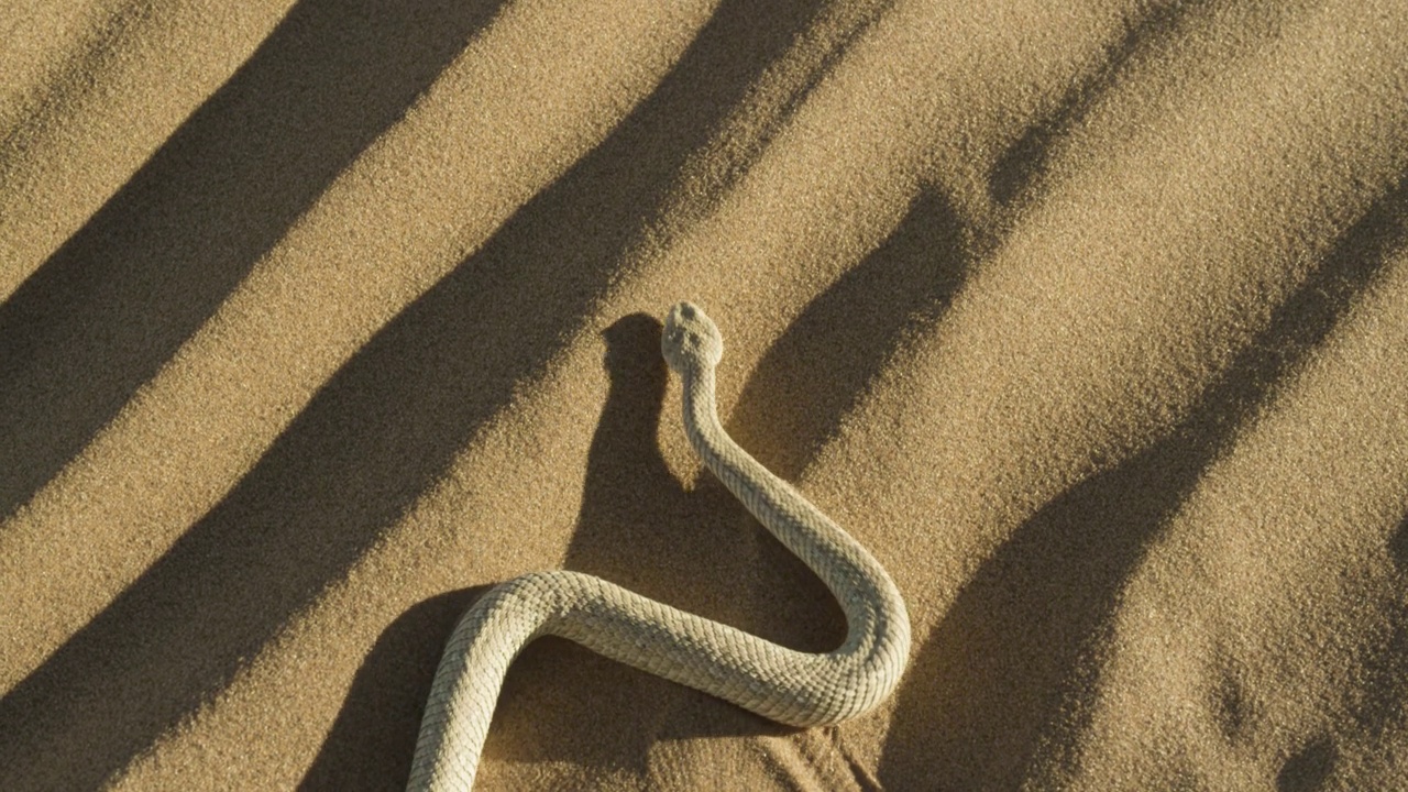 纳米比亚，一条蛇滑过沙地。视频下载