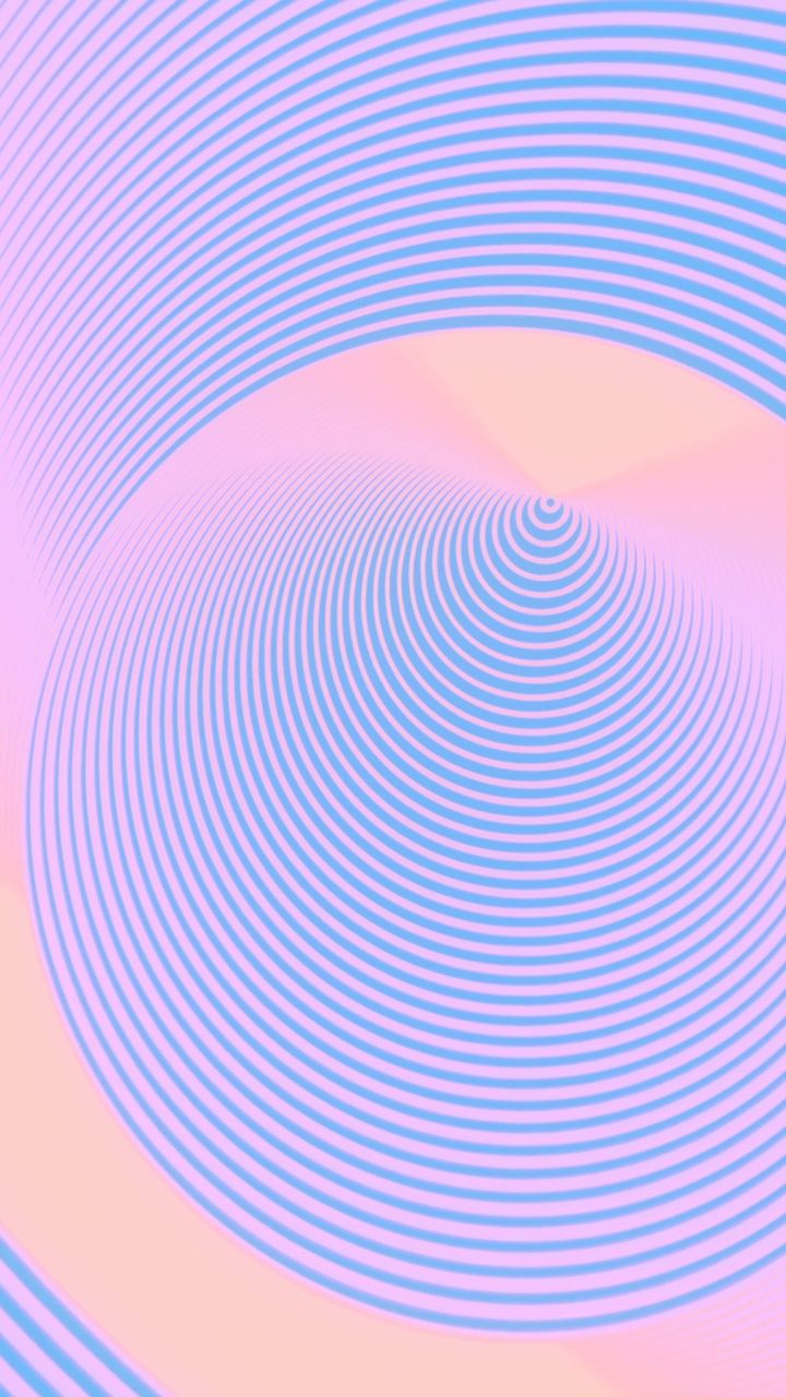 蓝色背景上粉色线条的移动图案代表一个圆形的三维形状。现代垂直视频演示模板。3d渲染无缝循环高清动画视频素材