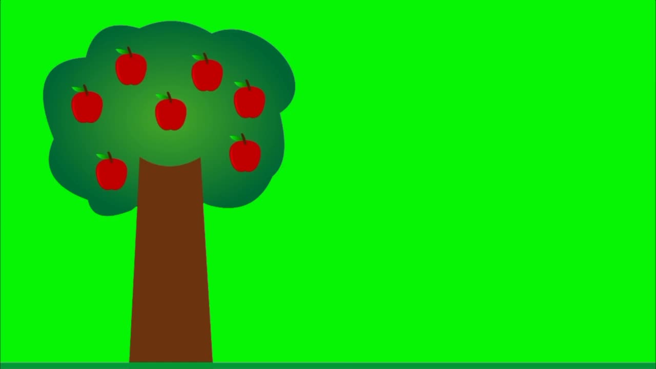 红苹果从树上掉下来的动画，背景是绿色的屏幕
概念——收获视频素材