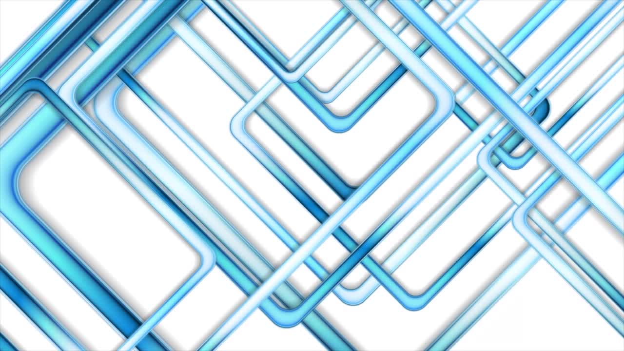 几何技术运动背景与蓝色光泽的正方形视频素材