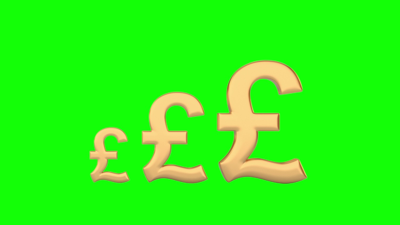绿色背景上的英镑符号。孤立的3 d渲染视频素材