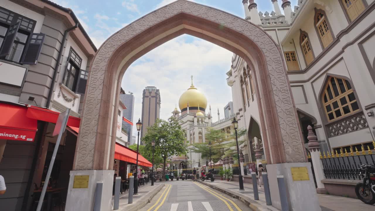 新加坡的标志性建筑苏丹清真寺视频素材
