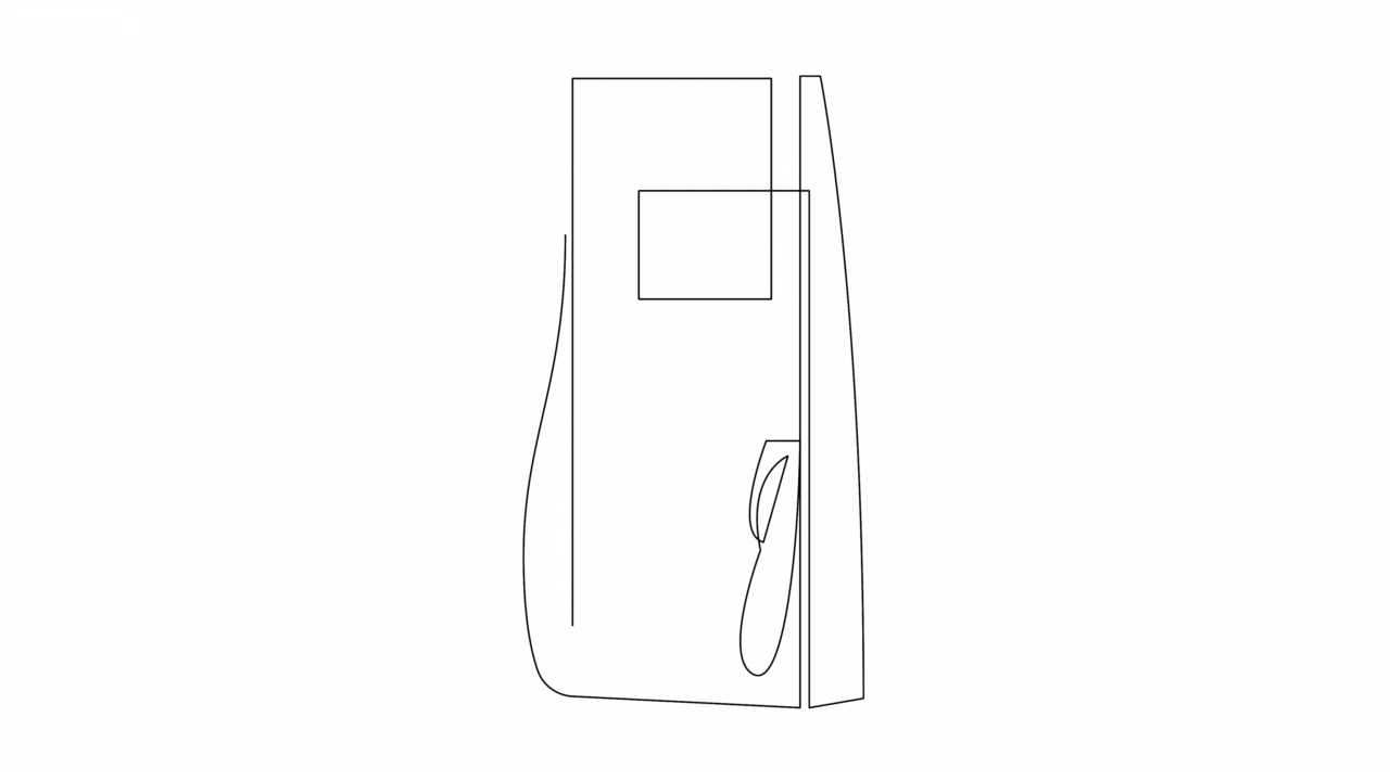 燃油车充电站自绘动画。动画连续线条绘制。视频下载