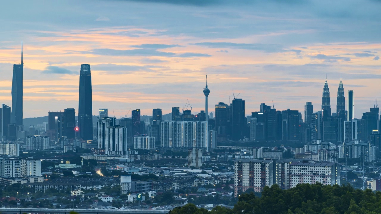 吉隆坡城市景观的时间间隔4k超高清镜头在日落期间视频素材