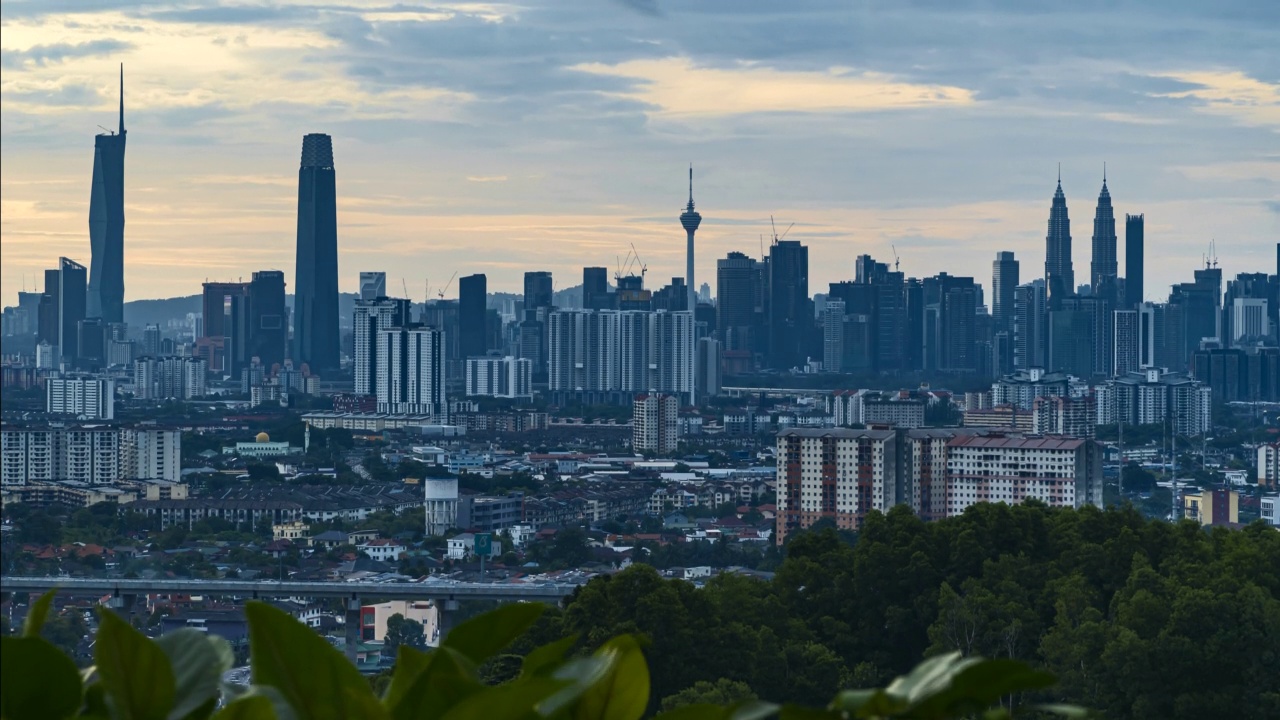 吉隆坡城市景观的时间间隔4k超高清镜头在日落期间视频素材