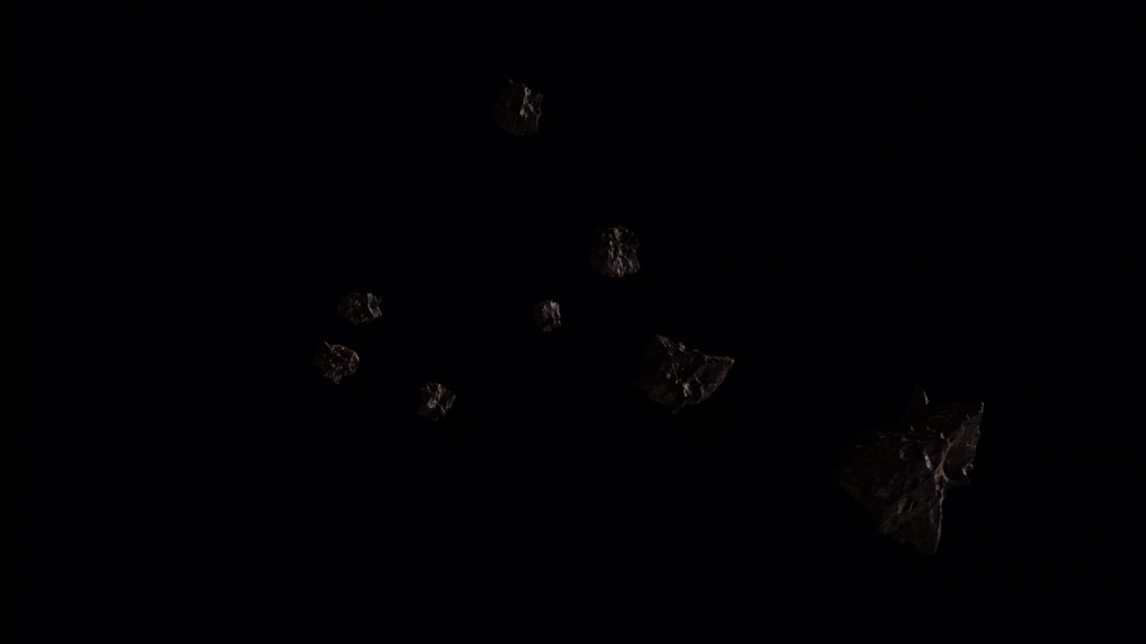 旋转的小行星场在空间-电影镜头我们的太阳系- 3d动画视频素材