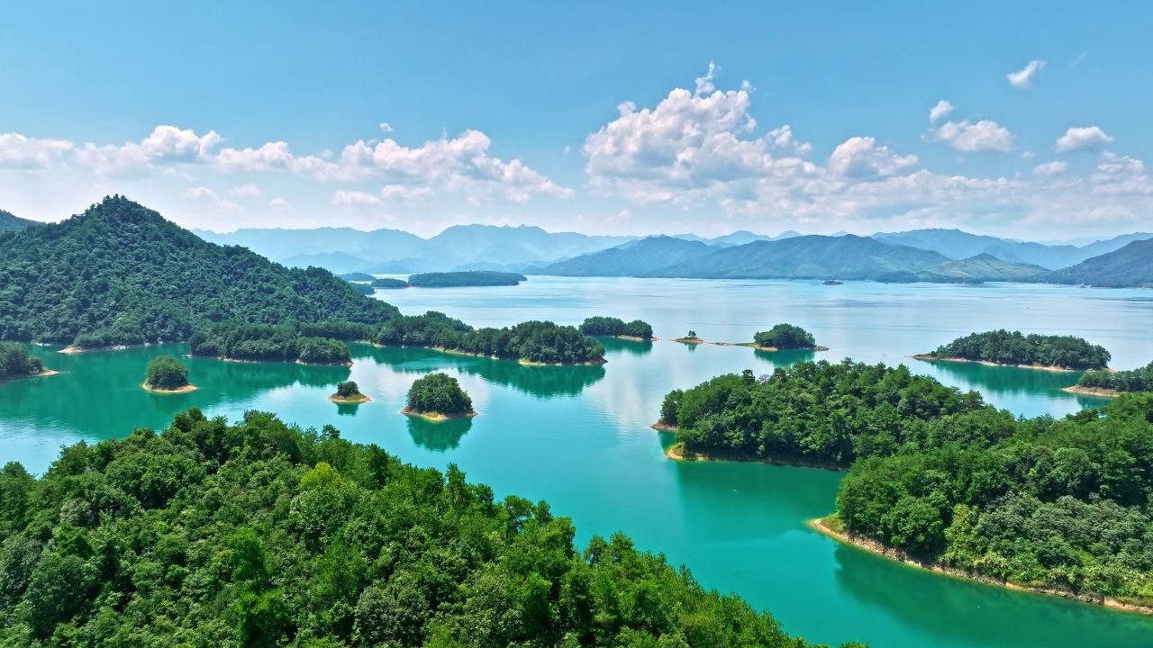 杭州千岛湖鸟瞰图视频素材