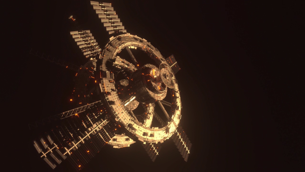 太空飞船-宇宙飞船在太阳系的电影镜头- 3d动画视频素材
