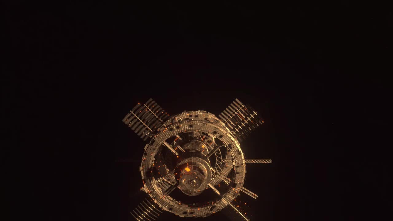 太空飞船-宇宙飞船在太阳系的电影镜头- 3d动画视频素材