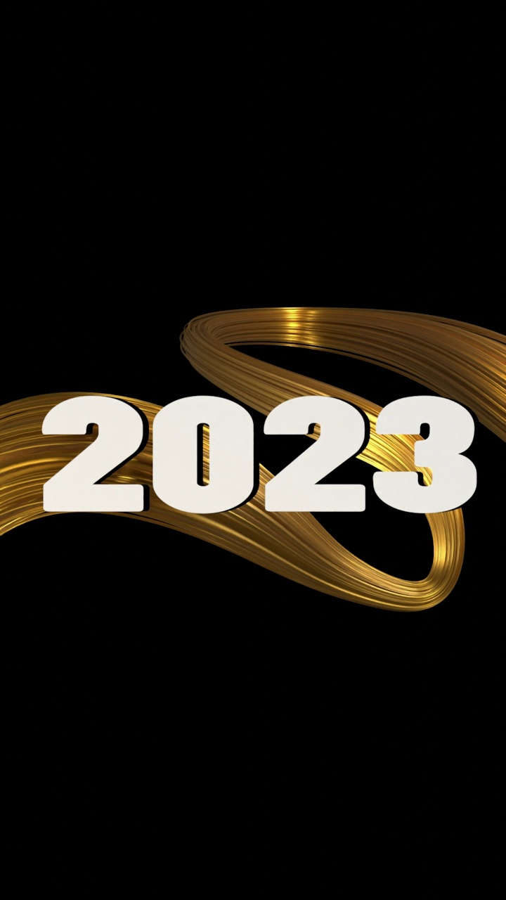 垂直2023新年贺卡抽象金属背景4K分辨率视频素材
