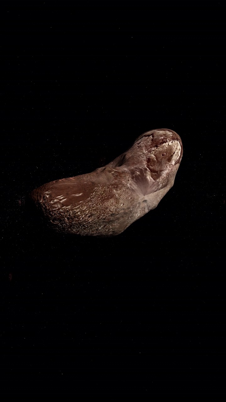 厄洛斯。靠近地球的阿莫尔群的石头和细长小行星。4K垂直视频素材