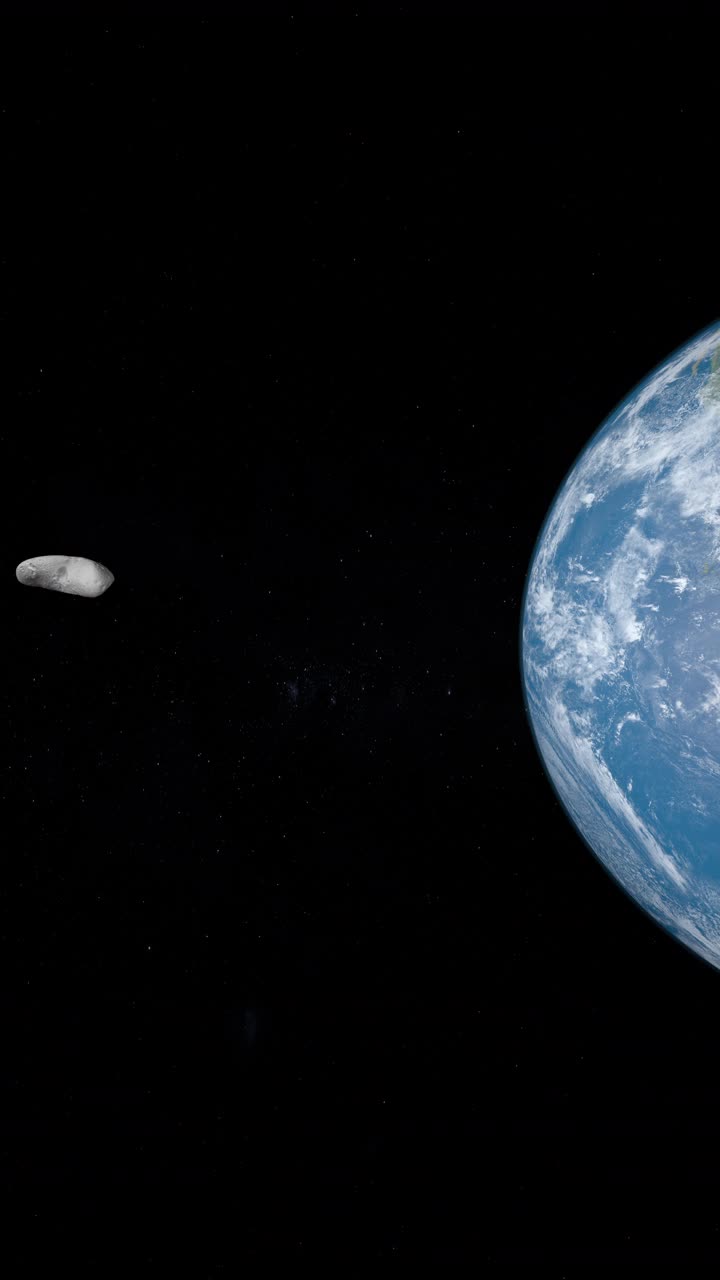 爱神小行星从地球附近经过。4 k垂直视频素材