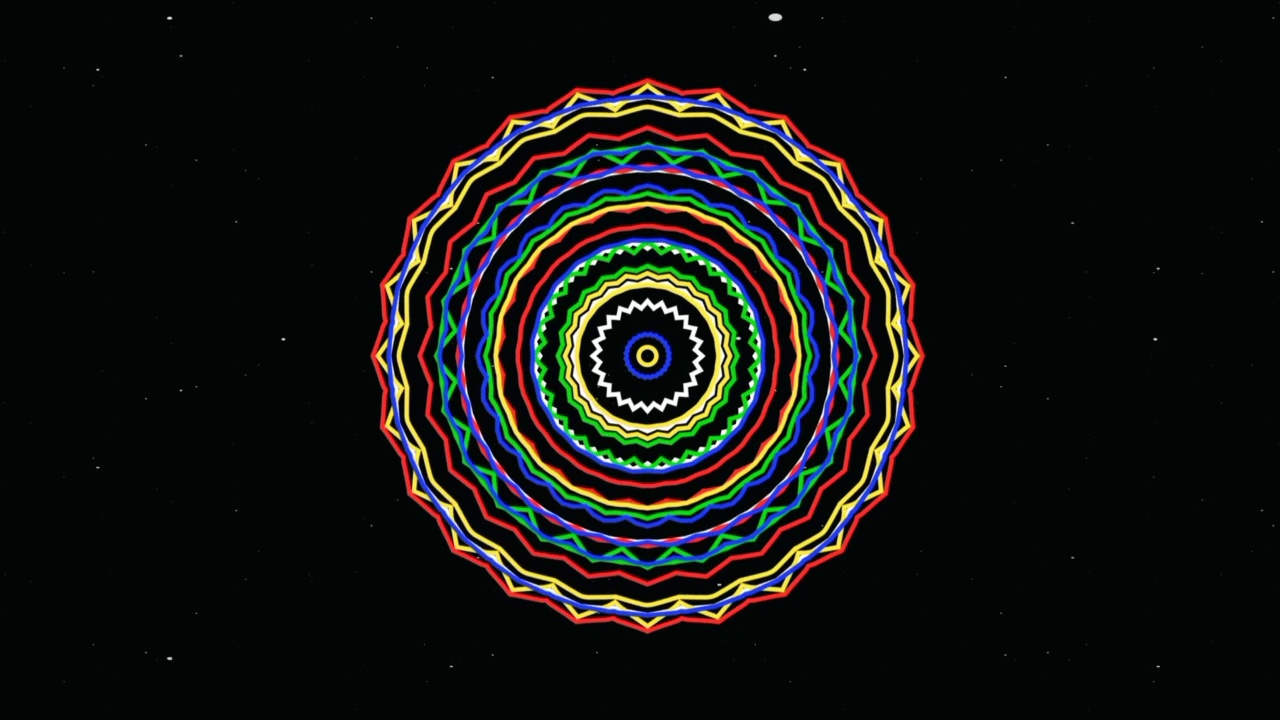 抽象的圆圈，彩色的万花筒图案视频素材
