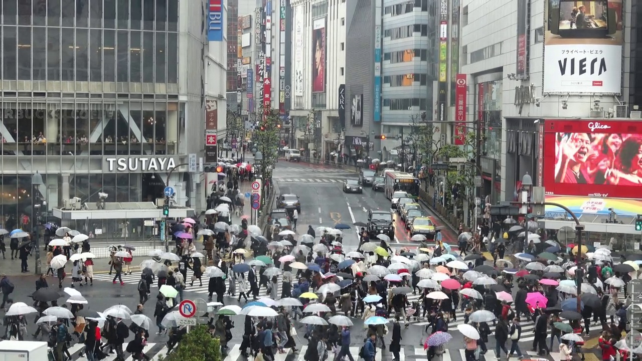 日本东京涩谷十字路口。视频素材